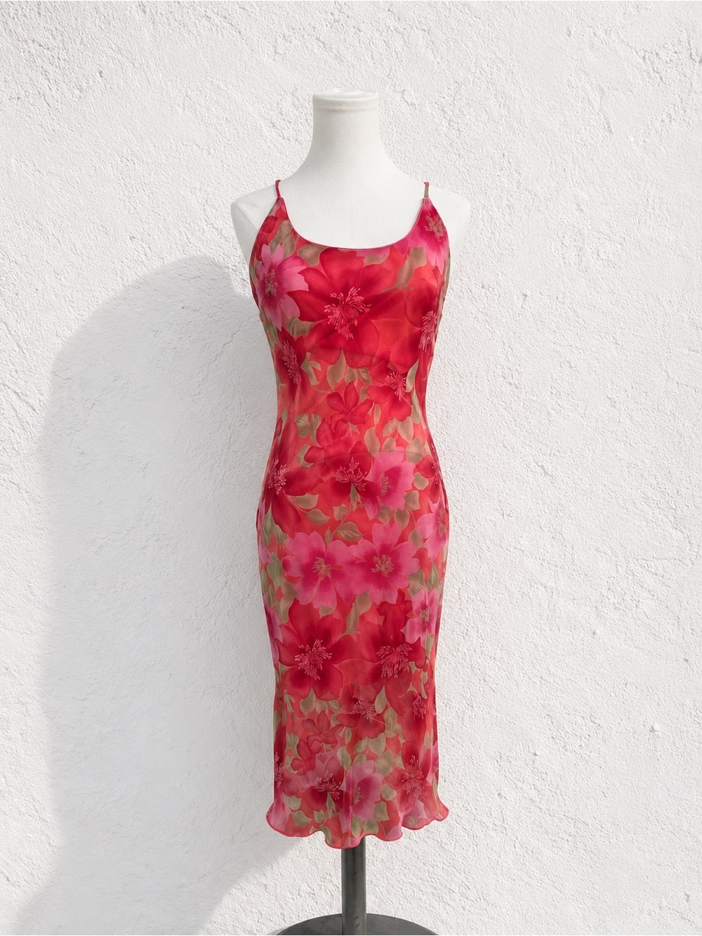 Vintage Y2K Pink Floral Mesh Midi Slip Dress | Sheer Overlay | Fairycore 9